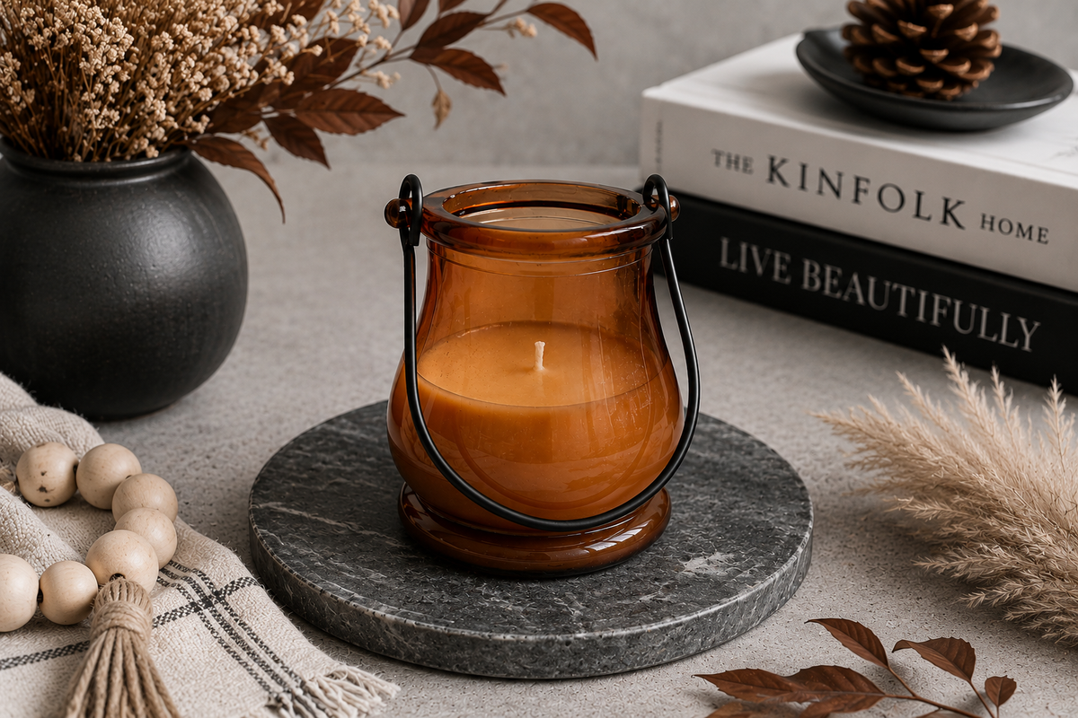 7 oz Apple Cider Soy Candle - Amber Glass Jar