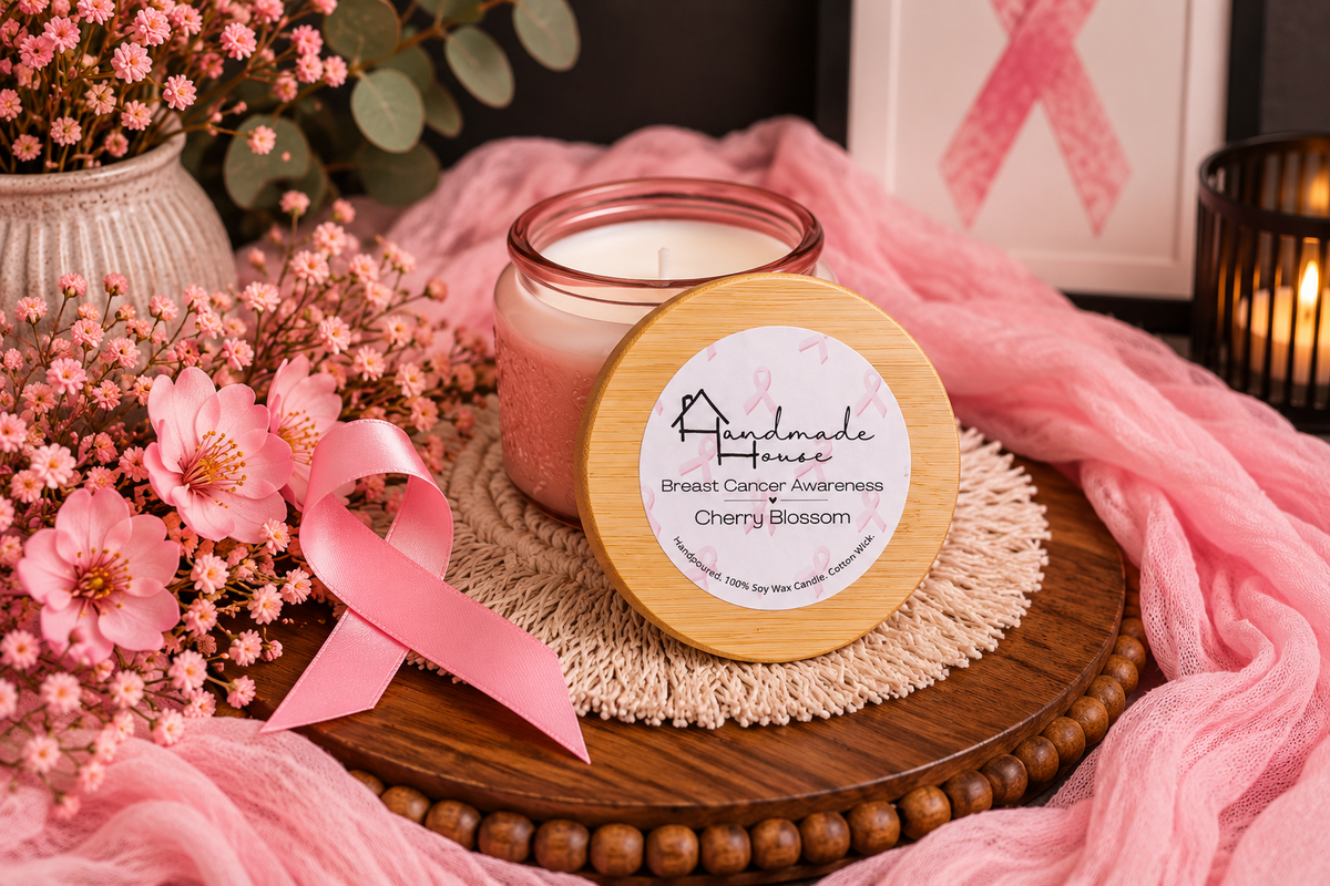 Azalea Breast Cancer Awareness candle in pink jar