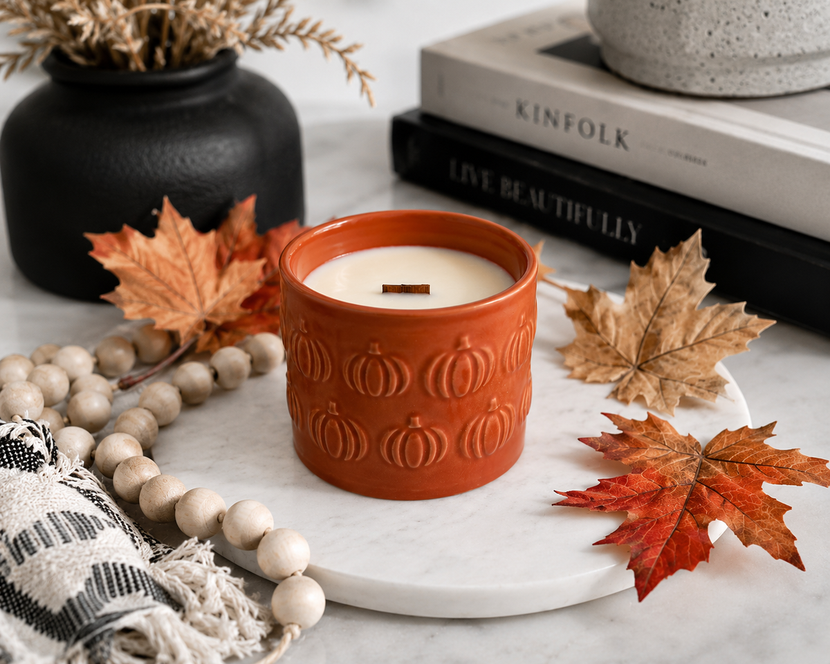 Large Embossed Pumpkin 10oz Soy Candle