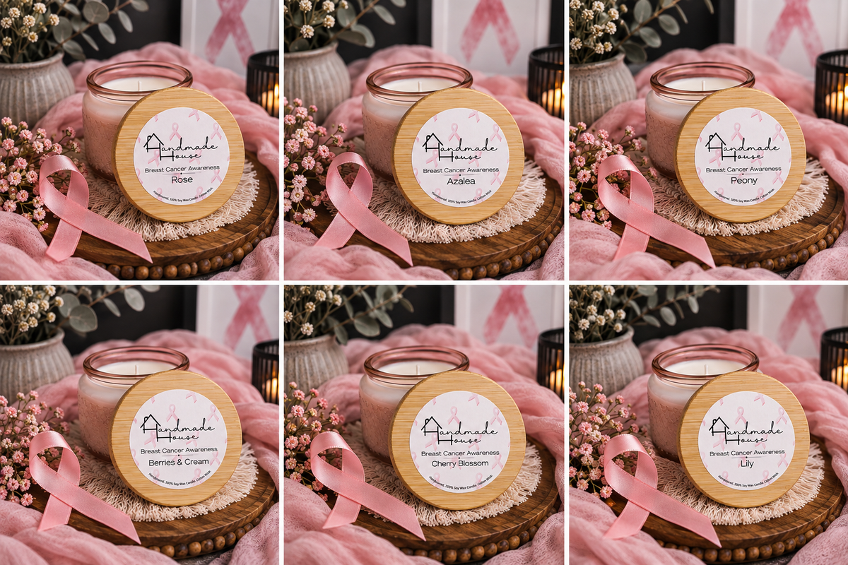 Lily Breast Cancer Awareness candle with cotton wick
