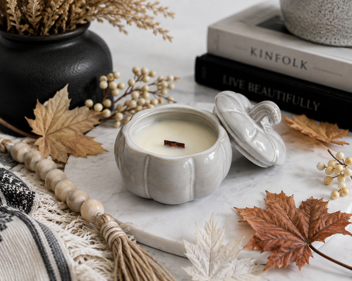 4.5 oz Pumpkin Soy Candle with Crackling Wooden Wick