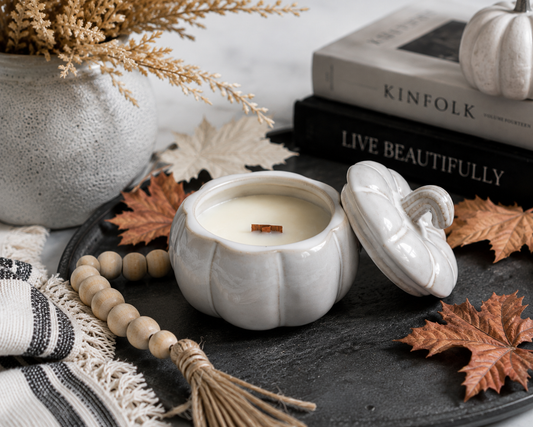 4.5 oz Pumpkin Soy Candle with Crackling Wooden Wick