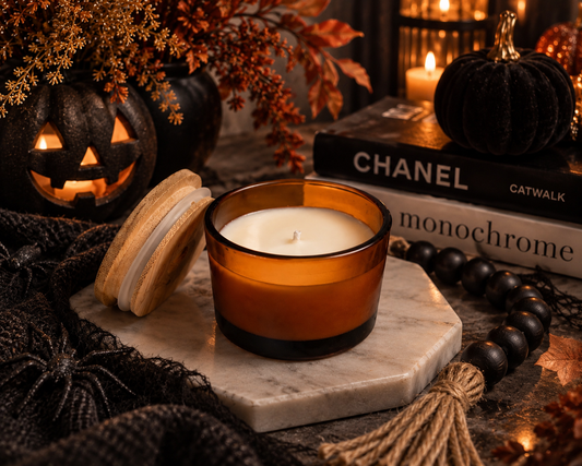 3 oz Soy Candle in Amber Glass Jar with Bamboo Lid