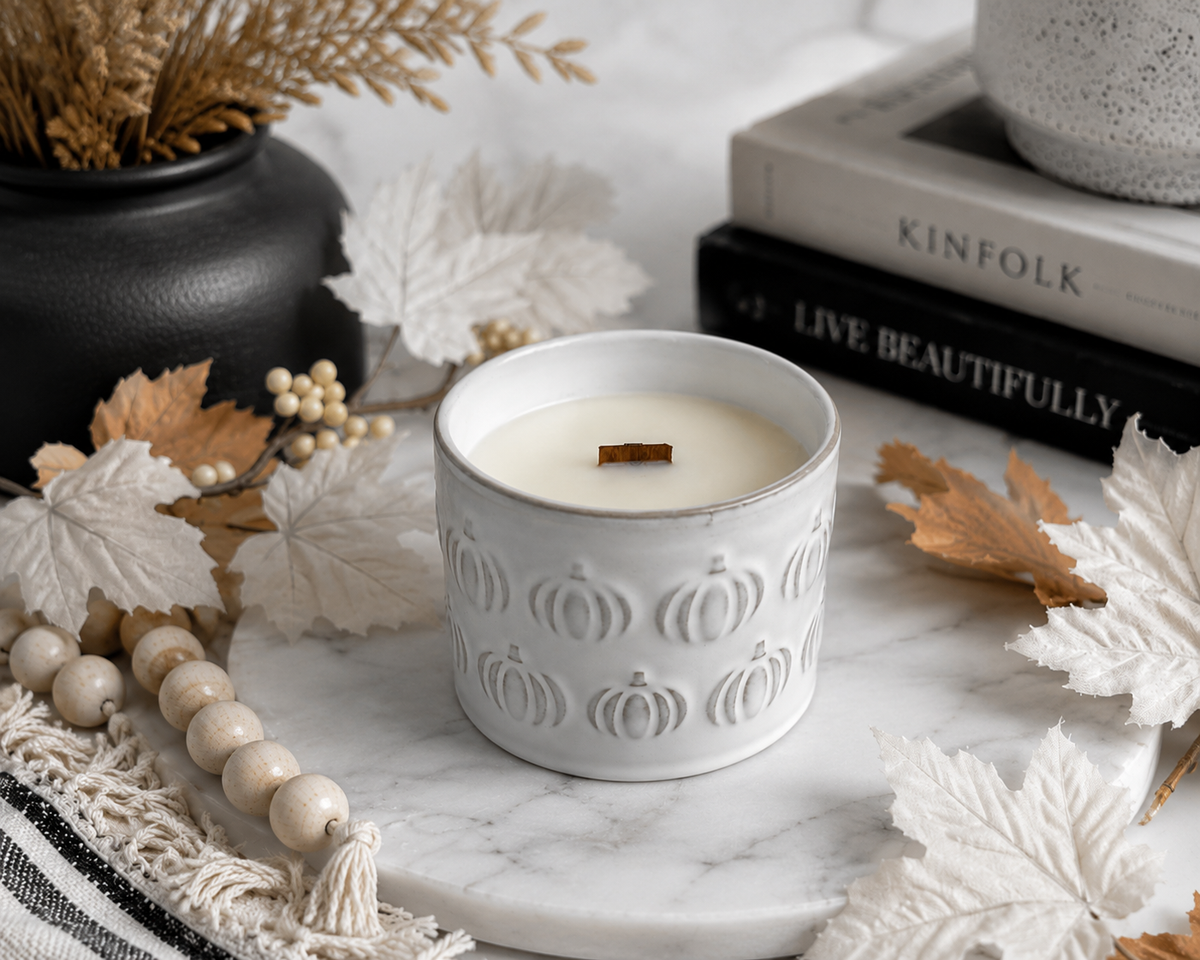 Large Embossed Pumpkin 10oz Soy Candle