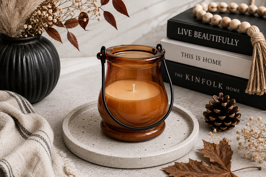 7 oz Apple Cider Soy Candle - Amber Glass Jar