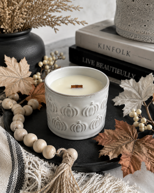 Large Embossed Pumpkin 10oz Soy Candle