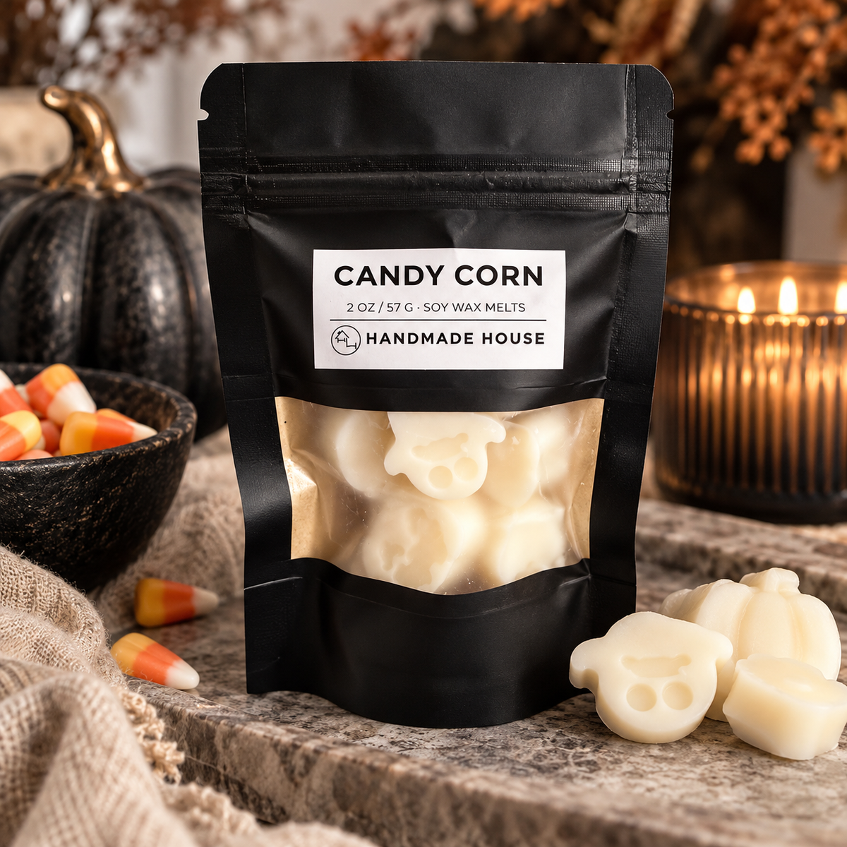 S'mores 2 oz soy wax melts in a black pouch