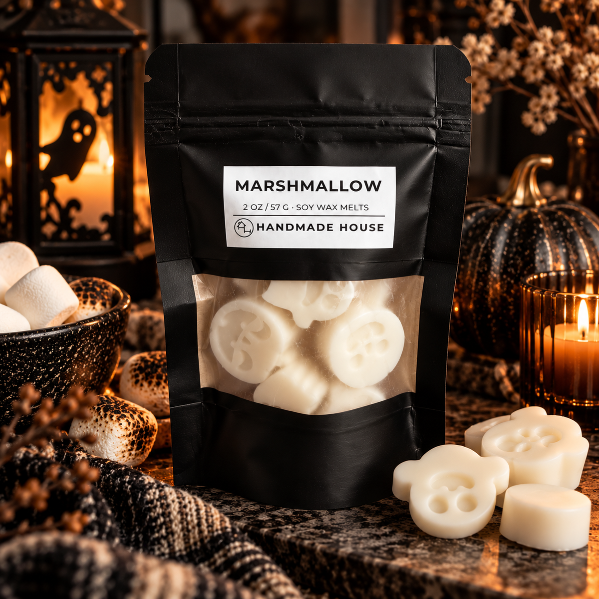 S'mores soy wax melts with graham crackers, chocolate and marshmallows
