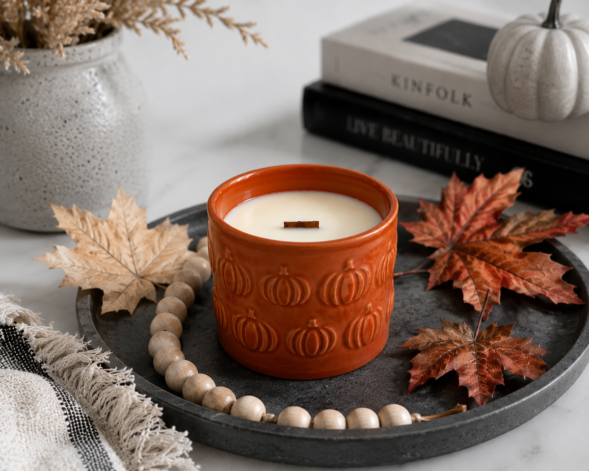 Large Embossed Pumpkin 10oz Soy Candle