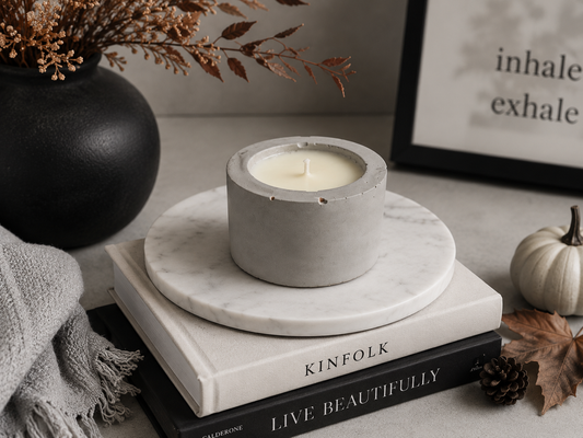 1.5 oz Pumpkin Pie Soy Candle in Gray Concrete Vessel